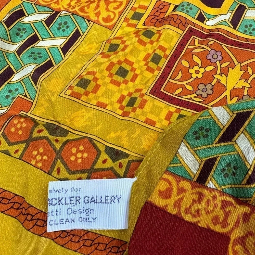 VTG Arthur Sackler M. Gallery 100% Silk Scarf Design By Vincente Minetti